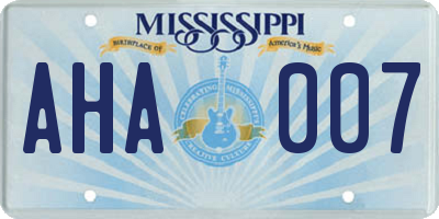 MS license plate AHA007