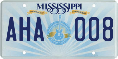 MS license plate AHA008