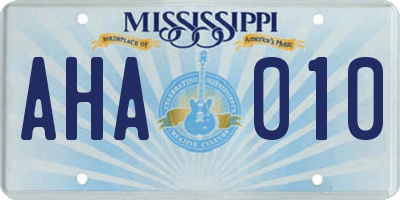 MS license plate AHA010