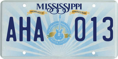 MS license plate AHA013