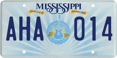 MS license plate AHA014