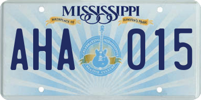 MS license plate AHA015