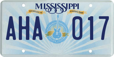 MS license plate AHA017