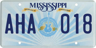 MS license plate AHA018