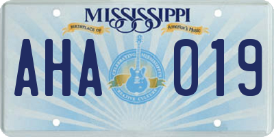 MS license plate AHA019
