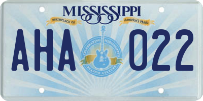 MS license plate AHA022