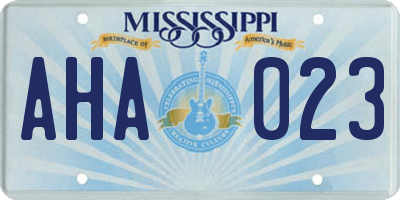 MS license plate AHA023