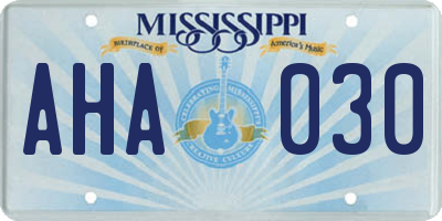 MS license plate AHA030