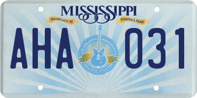 MS license plate AHA031