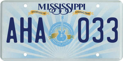 MS license plate AHA033