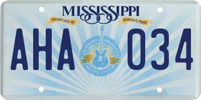 MS license plate AHA034