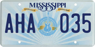 MS license plate AHA035