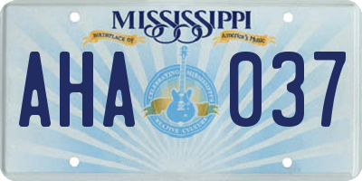 MS license plate AHA037