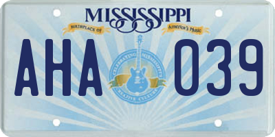 MS license plate AHA039