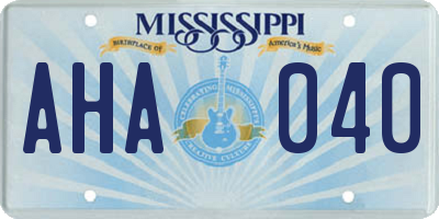 MS license plate AHA040