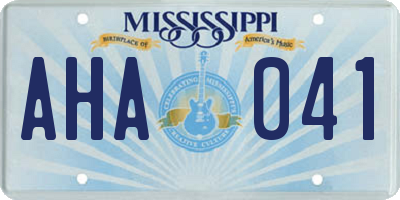 MS license plate AHA041