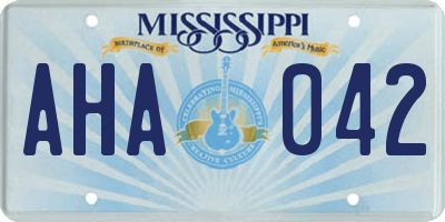 MS license plate AHA042