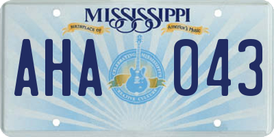 MS license plate AHA043