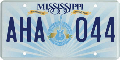 MS license plate AHA044