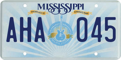 MS license plate AHA045