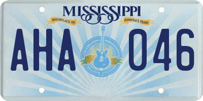 MS license plate AHA046