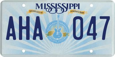 MS license plate AHA047
