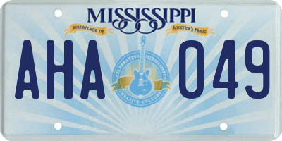 MS license plate AHA049