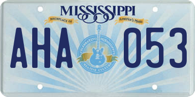 MS license plate AHA053