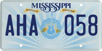 MS license plate AHA058