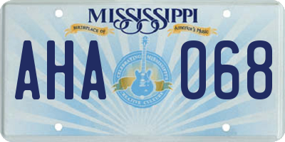 MS license plate AHA068