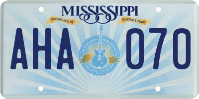 MS license plate AHA070