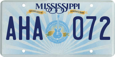 MS license plate AHA072