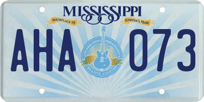 MS license plate AHA073