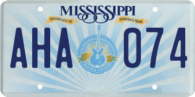 MS license plate AHA074