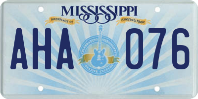 MS license plate AHA076