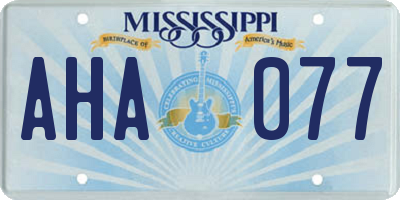 MS license plate AHA077