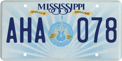 MS license plate AHA078