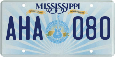 MS license plate AHA080