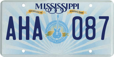 MS license plate AHA087