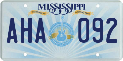 MS license plate AHA092
