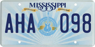 MS license plate AHA098