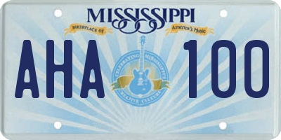 MS license plate AHA100