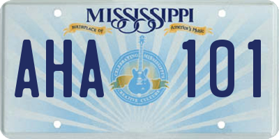 MS license plate AHA101