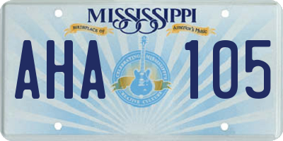 MS license plate AHA105