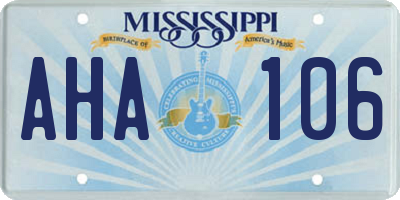 MS license plate AHA106