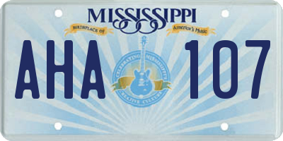 MS license plate AHA107
