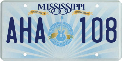 MS license plate AHA108