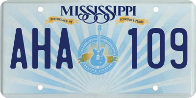 MS license plate AHA109