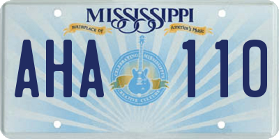 MS license plate AHA110