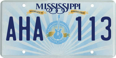 MS license plate AHA113